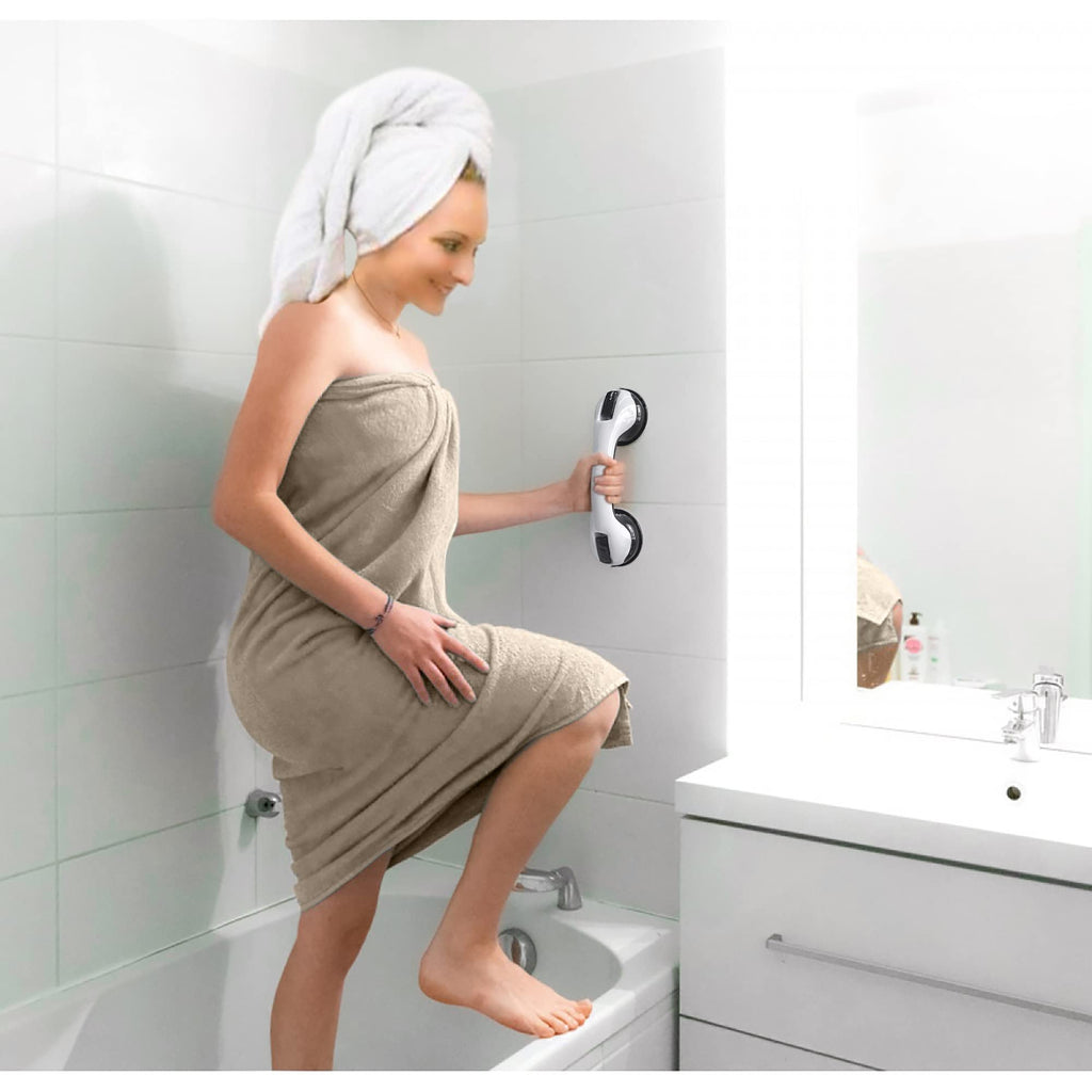 Grab Bars for Shower Heavy-Duty (2Pack)12-Inch ADA Compliant 350lbs Shower Grab Bars for Seniors Shower Handles for Elderly Suction Handicap Safety Handrail for Bathroom Bathtubs Showers Toilet