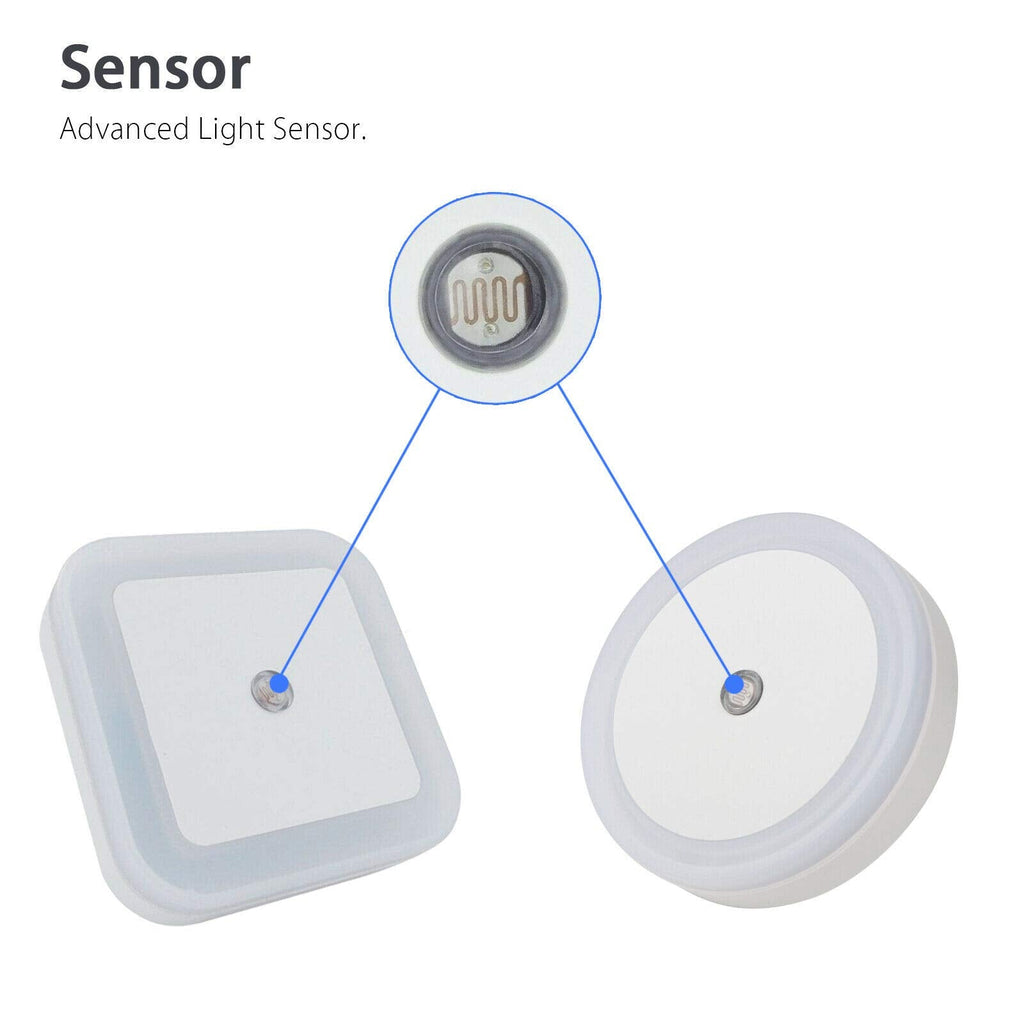 JNSupplier 2 Pack 0.5W Plug-in Auto Sensor Control LED Night Light Lamp for Bedroom Hallway Bath (Square)