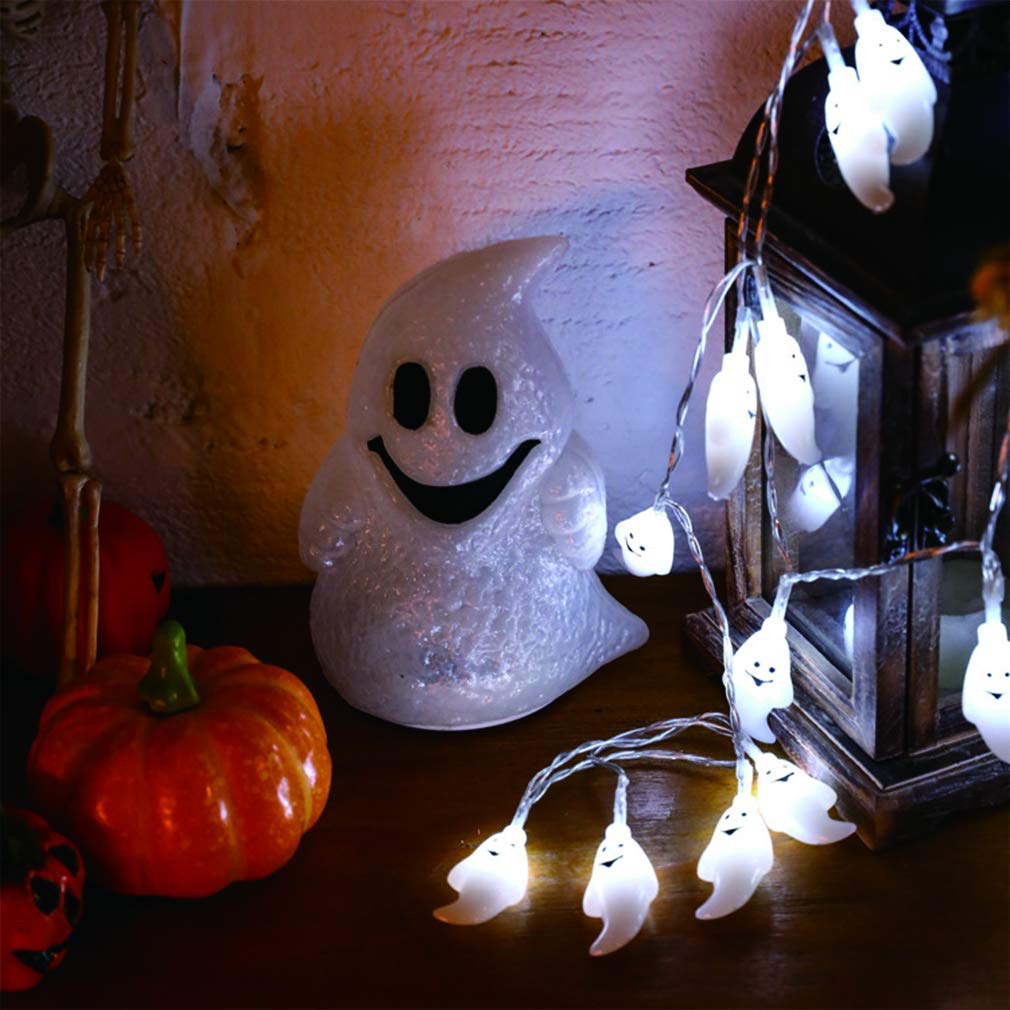 Qunlight Solar String Lights, Halloween Decoration Lights,8 Modes 2PACK 20ft 30 LED Waterproof Outdoor Decorative Ghost Fairy Lights for Patio, Garden, Gate, Yard, Halloween Christmas Decoration