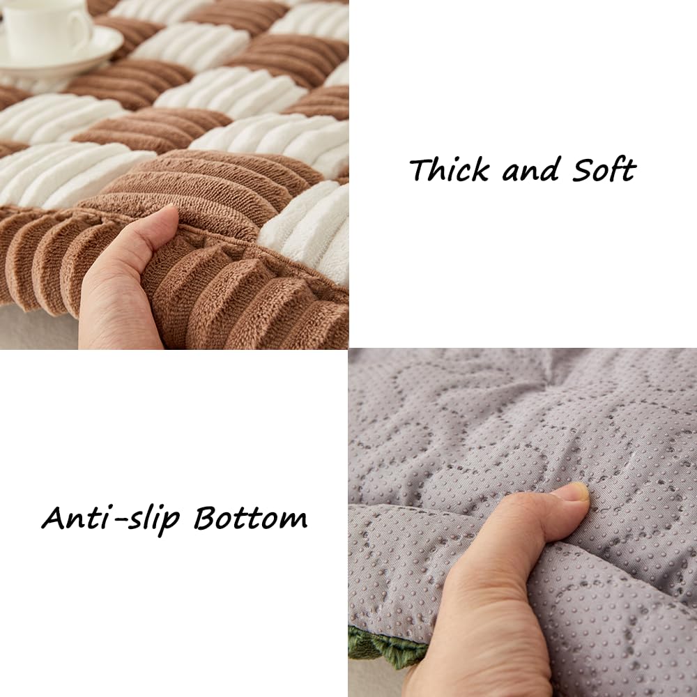 Awjcsv Fuzzy Pet Couch Covers for Sofa, Non Slip Sofa Cover for 3 Cushion Couch Sofa Pet Friendly, Pet Sofa Covers for Furniture (Dark Brown, 27.6" x 59.1")