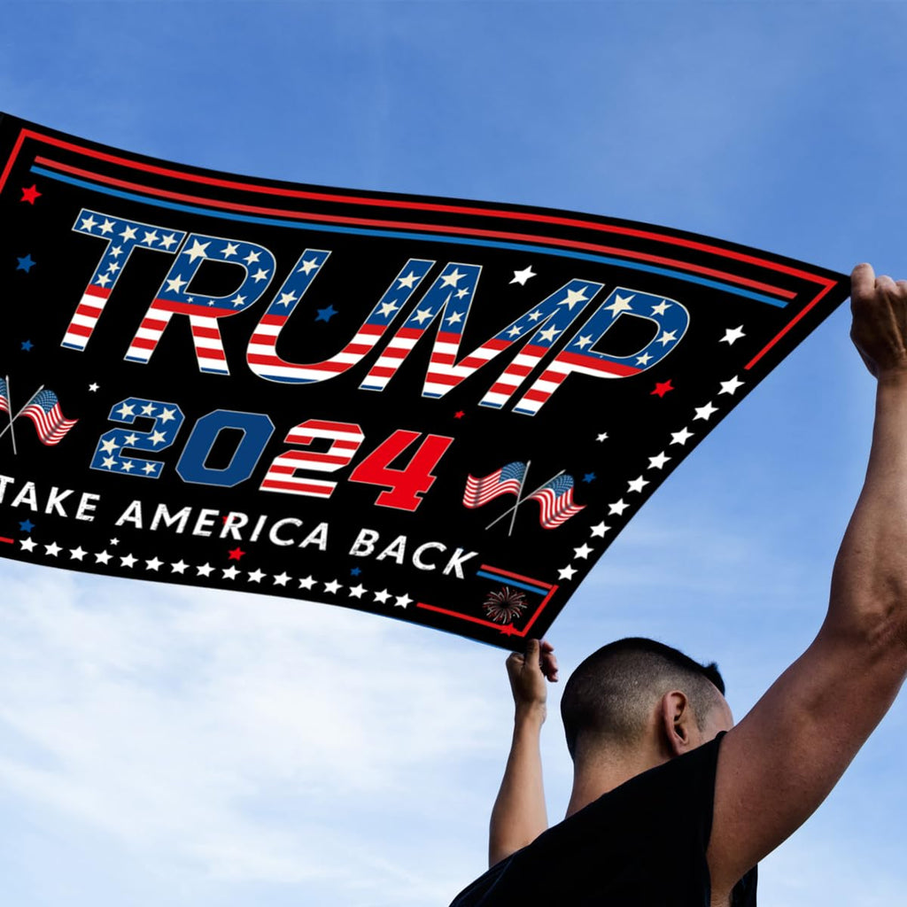 Trump 2024 Flag, 3 x 5FT "TAKE AMERICA BACK" Flag, Double Sided Three Ply Trump Flag, UV protection, Fade Resistant, Durable Flag Suitable for Indoor Outdoor