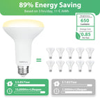 DEGNJU 12 Pack BR30 LED Recessed Light Bulb, Dimmable Indoor Flood Light Bulbs CRI80 7W Equivalent 65W 2700K Soft White 650 Lumens, 15000 Lifetime Hours E26 Base LED Can Light Bulb, Flicker-Free