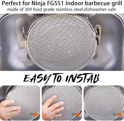 2PCS Stainless Steel Splatter Shield for Ninja Foodi FG551 Air Fryer, Splatter Screen Replacement Parts Compatible with Smart XL 6-in-1 Indoor Grill, FG550/BG500A/DG551 Accessories