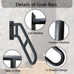 Upgraded Stair Handrails for 1-3 Steps, Wall Mounted Safety Grab Bar with Matte Finish, 27" Length Handrails for Outdoor and Indoor, Hand Rail with 2 Anti-Skid Crossbar Good for Elderly,Kids,Disabled