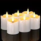Homemory 2" x 2" Timer Flickering Flameless Votive Candles, Realistic White Battery Operated Candles, 6Pack 400+Hour 3D Wick Electric Fake Candles for Christmas, Wedding, Home Decor