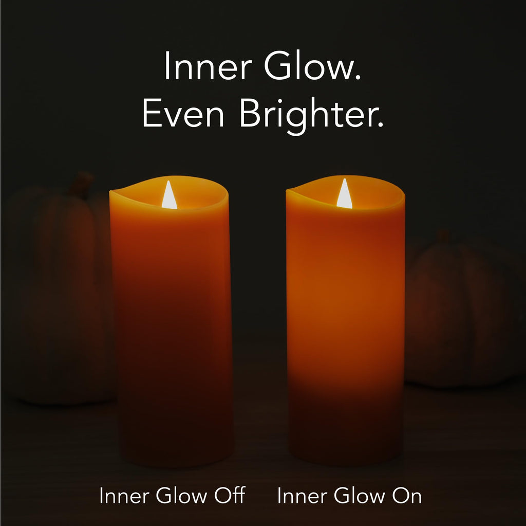 Softflame Christmas Decor Flameless LED Candles with Remote Control, 3"x 9"Battery Operated Pillar Real Wax with Timer for Christmas Decorations, Pumpkin Orange Candle
