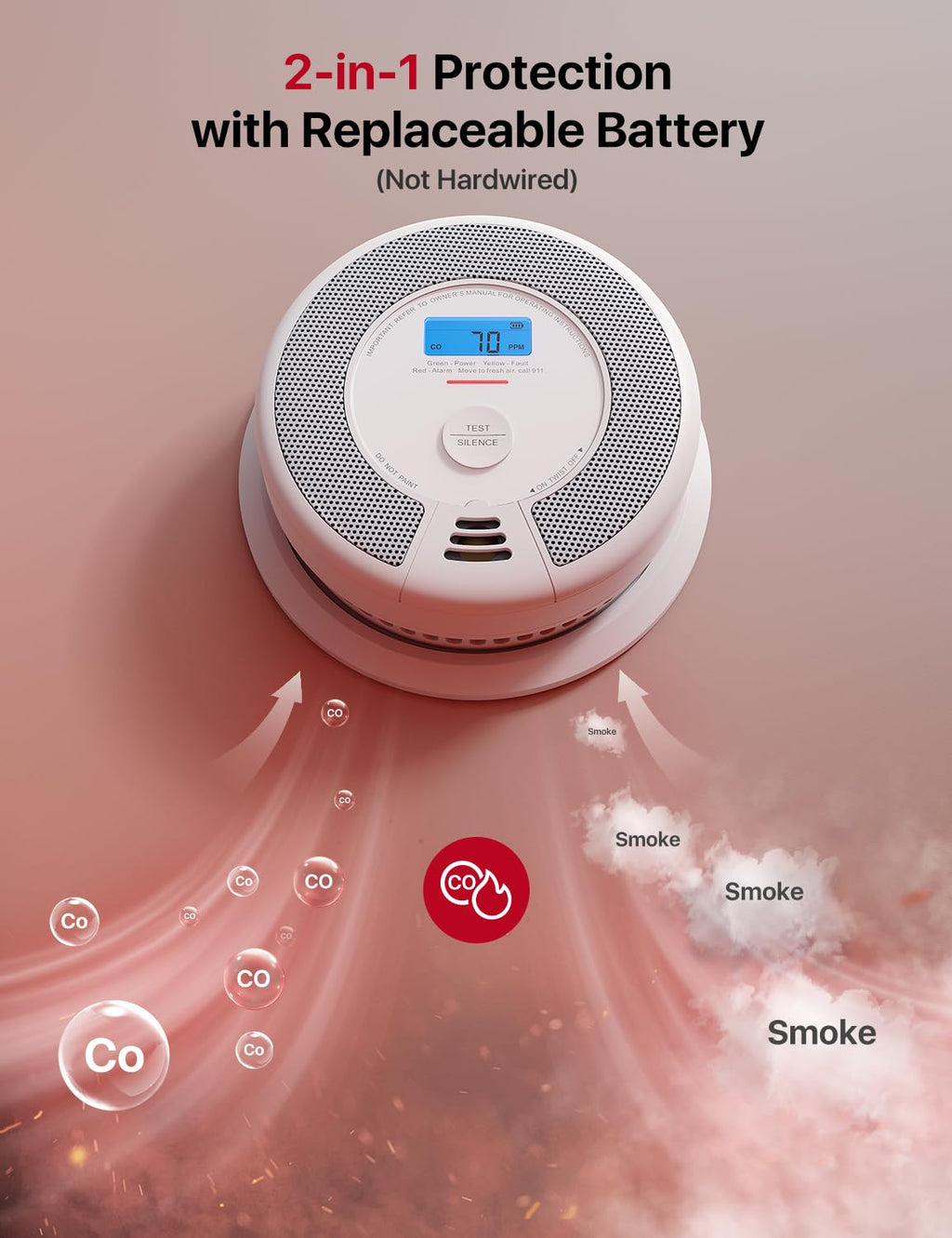 X-Sense Smart Smoke Detector Carbon Monoxide Detector Combo with Replaceable Battery, Wi-Fi Smoke and Carbon Monoxide Detector with Real-Time App Notifications, SC07-WX, 6-Pack