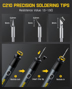 Fanttik T1 Max Soldering Iron Kit, Cordless Soldering Iron, 7 Seconds Fast Heating(390°F-840℉), Auto Sleep, 4 Precision Soldering Tips(C210), 360° Swivel Stand, Soldering Iron for Precision Repair