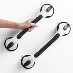 LEVERLOC 2 Pack Shower Grab Bars for Bathtubs and Showers, Easy to Install Suction Shower Handles for Bathroom Removable Handrails for Seniors Elderly Safety Grip Waterproof Drill Free Black