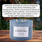 Eucalyptus Evergreen Forest Luxury 3 Wick Winter Pine Candle | Mens Candles, Scented Candles for Home | Aromatherapy Stress Relief Soy Candles 15.8 oz | Balsam Fir Woods Candles for Men & Women