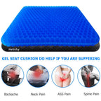 Gel Seat Cushion, Egg Seat Cushion Wheelchair Cushion with Non-Slip Cover, Breathable Chair Pads Honeycomb Design Absorbs Pressure Points for Car Office Chair Wheelchair (Blue)
