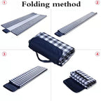 Extra Large Picnic Blanket Beach Blankets, Outdoor Foldable Waterproof Sand Mat for Beach Camping Hiking Travel Family Concerts Grass Park Music Festival Lawn Mats (Dark Blue, 80x60inch)