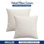 MIULEE Pack of 2 Velvet Pillow Covers Decorative Square Pillowcase Soft Solid Christmas Cushion Case for Spring Sofa Bedroom Car 26x26 Inch Cream White