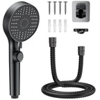RV Shower Head with Stainless Steel Hose, 5 Mode High Pressure Shower Head with Handheld On Off Switch, Camper Shower Head Replacement for RV, Travel Trailer, Motorhome, RV Accessories Part, Black