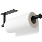 theaoo Paper Towel Holder - Under Cabinet Paper Towel Holder for Kitchen, Adhesive Paper Towel Roll Rack for Bathroom Towel, Wall Mounted Matte Black Paper Towel Rack, SUS304 Stainless Steel