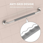 24 Inch Anti Slip Shower Grab Bar, Munzong Chrome Stainless Steel Bathroom Grab Bar w/Gray Rubber Grip, Bathroom Balance Bar,Safety Handrail Support,Handicap Elderly Senior Assist Bath Handle