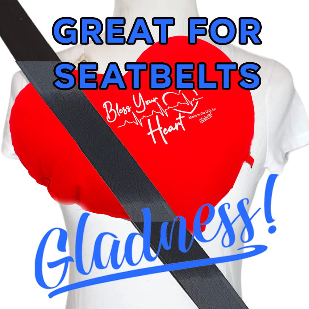 Gladness! Heart Pillow for After Bypass Open Heart Surgery, Mastectomy, Post Surgical Recovery Cough Seat Belt Pillow Bless Your Heart Get Well Soon Cardiac Patient Gift Pillow with Autograph Pen