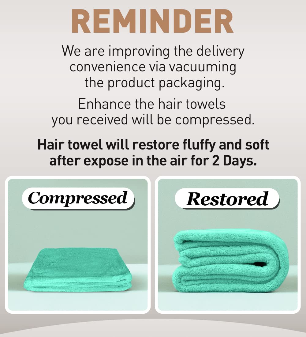 Hicober Microfiber Hair Towel, 3 Packs Hair Turbans for Wet Hair, Drying Hair Wrap Towels for Curly Hair Women Anti Frizz (Pink,Purple,Green)