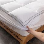 DROVAN Mattress Topper Queen Size - Extra Thick Mattress Pad Cover - Pillow Top Deep Pocket with Breathable 7D Spiral Fiber Filling Cooling Mattress Cover