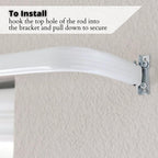Heavy Duty Single Rod,Lock Seam Curtain Rod 28 to 48-Inch Adjustable Width, 2 1/2-Inch Projection，Hardware Included,White(Pack of 2)