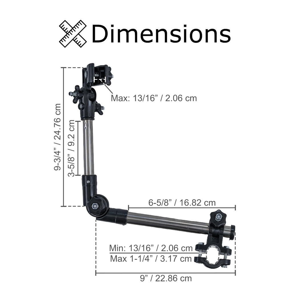 AlveyTech Universal Grip Umbrella Holder - 360° Angle Adjustable Attachment Clamp Mount Connector, for Mobility Scooter, Power Chair, Wheelchair, Push Walker, Rollator, Beach Sport Sun Shade Outdoor