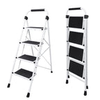 OLIXIS Step Ladder, 4 Sturdy Step Stool with Anti-Slip Pedal & Handrail