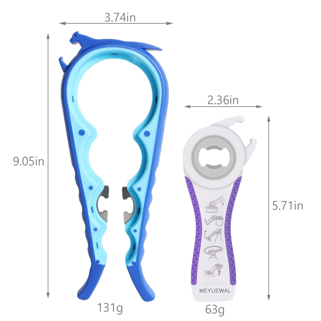 Latest Jar Opener Bottle Opener for Weak Hands, 6 in 1 Multi Function Can Opener Bottle Opener Kit with Silicone Handle Easy to Use for Children, Elderly and Arthritis Sufferers(JAR-Blue3.0)
