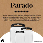 BPA-Free Reversible Kitchen Cutting Board Set of 3, US Designed, Nonporous, Juice Grooves Catch Liquid, Slip Resistant Border, Dishwasher Safe, Durable Large Food Chopping Boards, Black