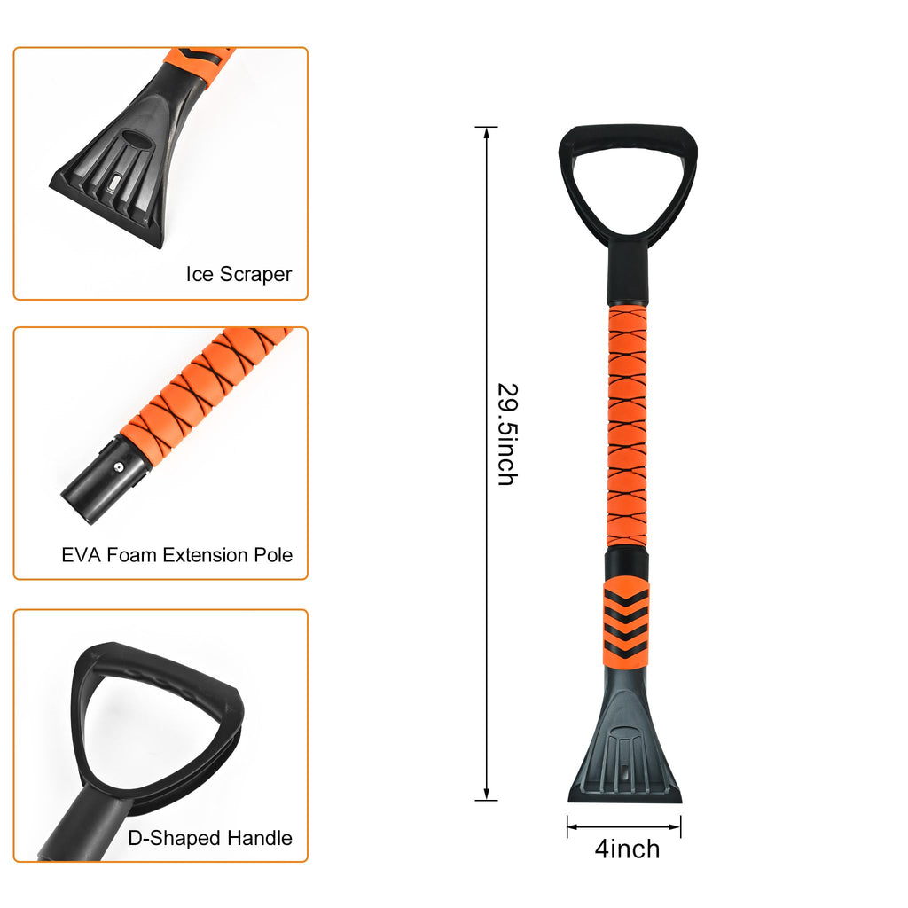 Nurouz Snow Removel Kits, Snow Shovel, Snow Brush, Ice Scrapers for Car Windshield-Non-Scratch, Folding Snow Shovel, Retractable Snow Brush Pusher, Extendable from 34" to 56" with Storage Bag