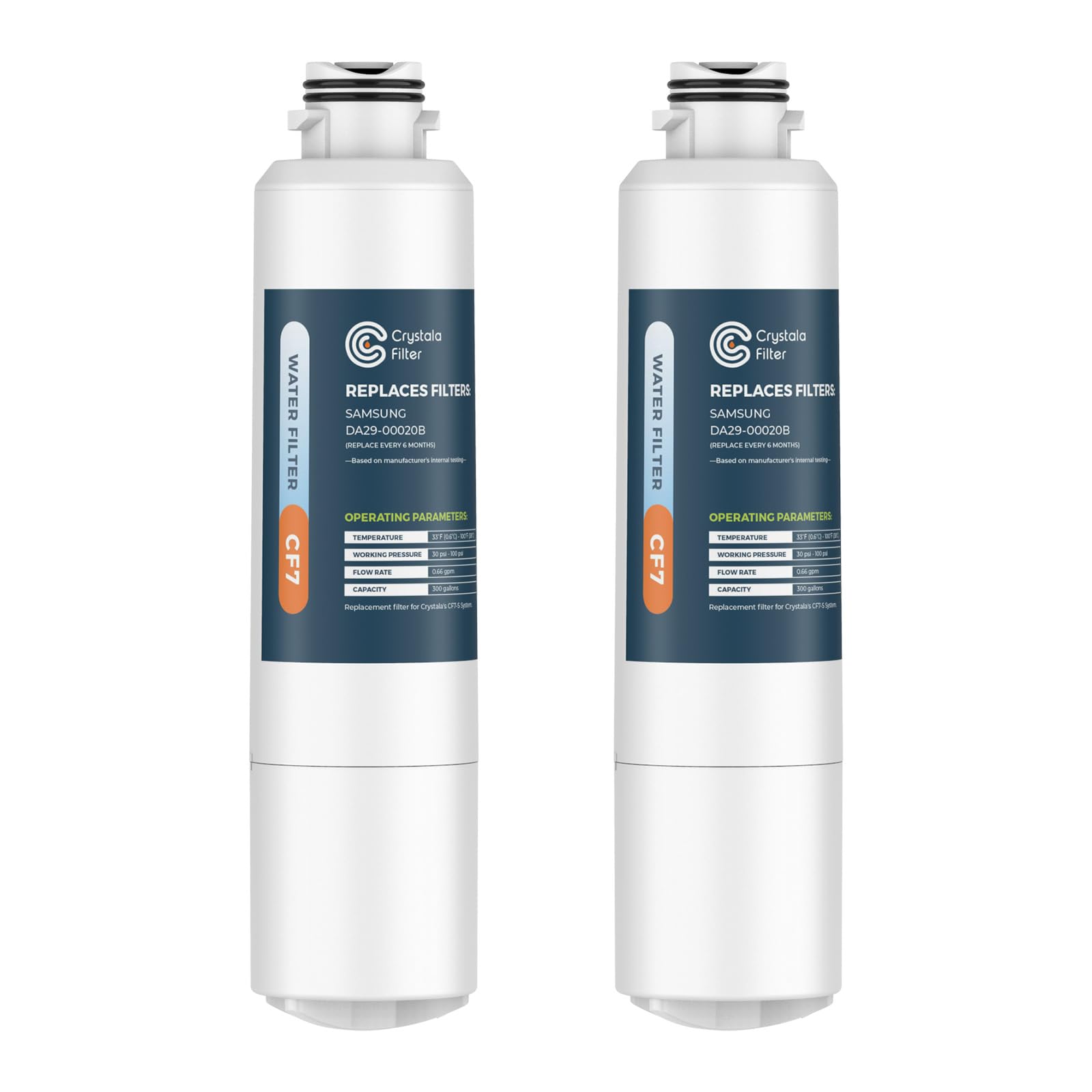 Crystala Filters DA29-00020B Samsung Filter, NSF 42 Certified Compatible DA29-00020B Water Filter, HAF CIN EXP Water Filter, DA97-08006A Water Filter Samsung Water Filter Replacement (2 Pack)