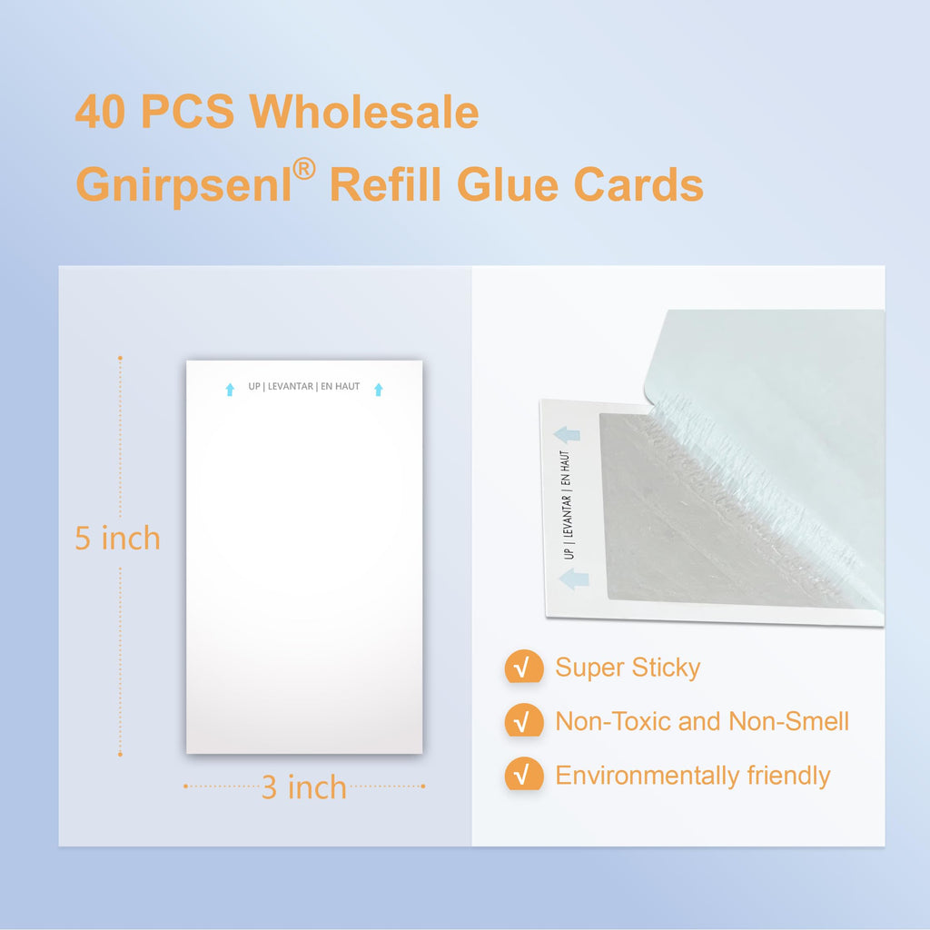Gnirpsenl 40 Pack Fly Light Glue Boards Replacement Glue Cards for Gardner Flyweb Classic Fly Light and Plus Indoors Super Sticky - Fruit Flies, Gnats