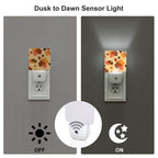 Plug-in LED Night Light, Maple Leaf Fall Set of 2 Dusk-to-Dawn Auto Sensor Decor Lamp