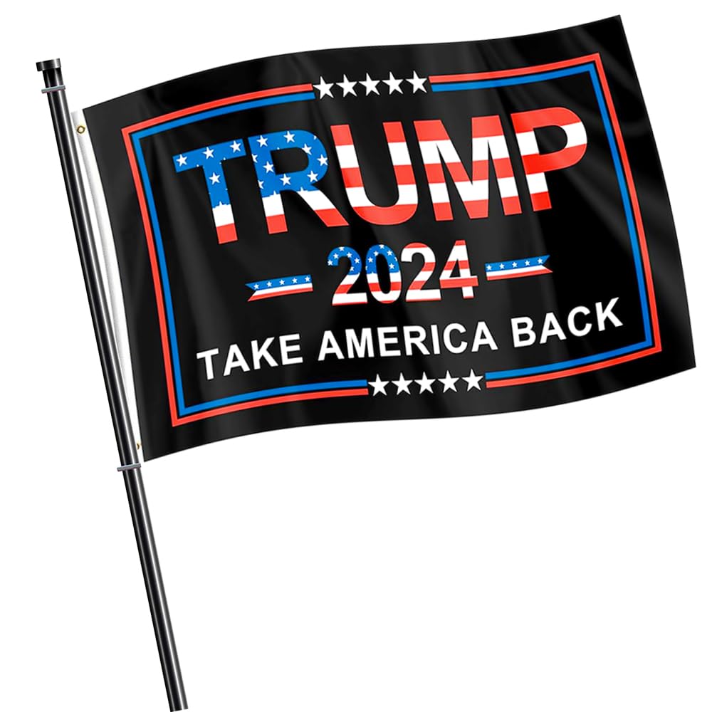 ERT Donald Trump 2024 Flag 3X5 Foot Take America Back No More Bullshit Flag President Flags 3x5 ft with Brass Grommets MAGA (Black Trump 2024 Flag)