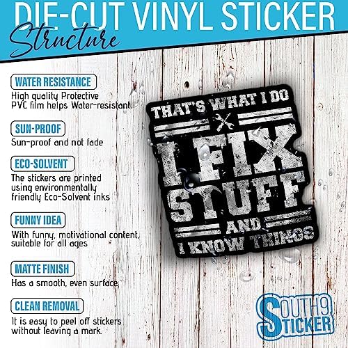(3Pcs) That's What I Do I Fix Stuff and I Know Things Stickers Funny Saying Plumber Mechanic Technician 2" Vinyl Die-cut Sticker for Hard Hat Water Bottle Laptop Helmet Decoration Stuff Gifts 2 Inches