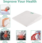 Big Hippo Wedge Pillow Memory Foam Cushion，Wedge Pillow for Sleeping and Acid Reflux, Leg, Neck Pain, Snoring, Removable Washable Cover (White 24"x22"x7.5")