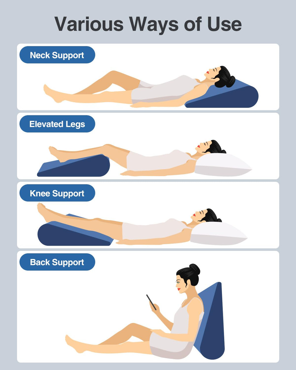 Luxtude Inflatable Wedge Pillow for Sleep Apnea, Travel Wedge Pillow for Back Pain Relief, Knee Leg Elevation Support, Inflatable Bed Pillows for Sleeping, Back Support for Sitting Up