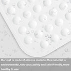 Yanzifly Bathtub Mat - Silicone Soft & Safe Bath Mat with Suction Cups, Anti Slip for Kids & Elderly, Machine Washable - White