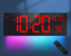 XREXS 16.5" Digital Clock Large Display with Remote Control 7 Color Changes Night Lights LED Wall Clock, Adjustable Dimmer, Temperature Clock for Bedroom, Desk Alarm Clock for Teens Elderly