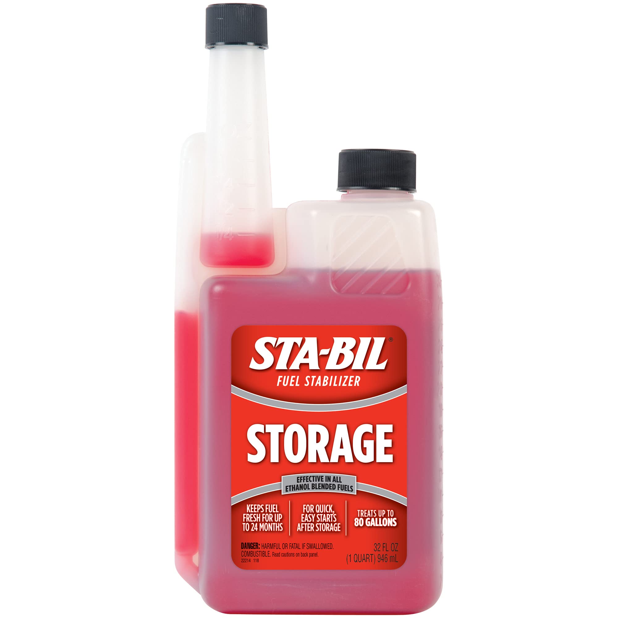 STA-BIL Storage Fuel Stabilizer - Keeps Fuel Fresh for 24 Months - Prevents Corrosion - Gasoline Treatment that Protects Fuel System - Fuel Saver - Treats 80 Gallons - 32 Fl. Oz. (22287)