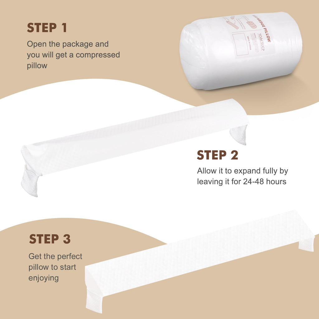 TOACSUCP Wedge Pillow Headboard, Pillow Wedge for Headboard Gap with 2 Side Large Pocket, Bed Gap Filler (0-8"), Headboard Wedge Pillow King Size(White, 76"x10"x6")