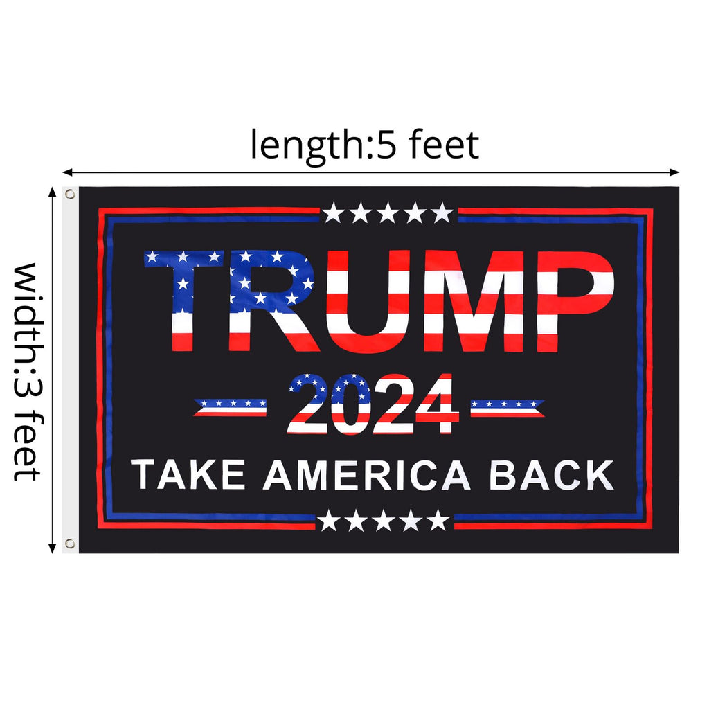 2024 Flag for Take America Back, 3x5 Ft Trump Flag 2024 Polyester Banner with Brass Grommets Outdoor, Decoration Premium Presidential Election Banner 100D Polyester, UV Protection，2 flags Made in USA