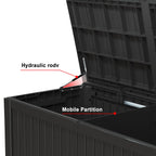 MAIUSCOLI 180 Gallon Resin Outdoor Deck Box Waterproof Patio Furniture, Garden Tools, Cushions, Pool Accessories Outside Storage (Black, 180 Gallon)