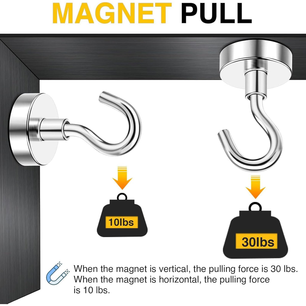 Magnetic Hooks, 30lbs+ Magnet Hook 2026 Cruise Cabin Ship Essentials N52 Strong Kitchen Utensil Racks Refrigerator Fridge Magnets Hanging for Classroom Beach Vacation Grills Home 6 Pack