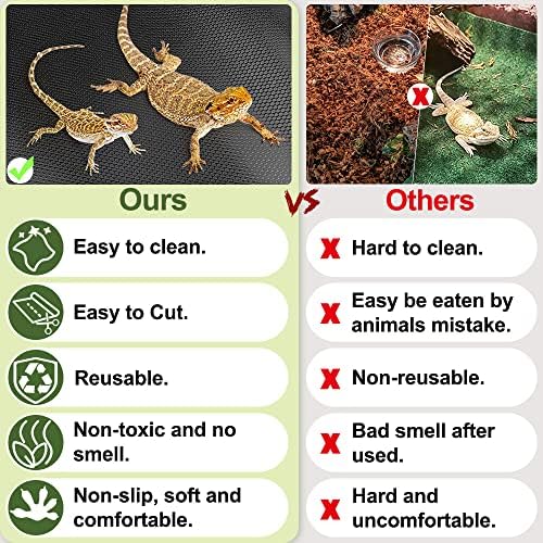 Reptile Carpet,Bearded Dragon Tank Accessories,Reptile Mat, Leopard Gecko Substrate,Bearded Dragon Tank Flooring,Snake,Tortoise Bedding(18" × 79 ", 2 PCS Grey Thicker Mat)