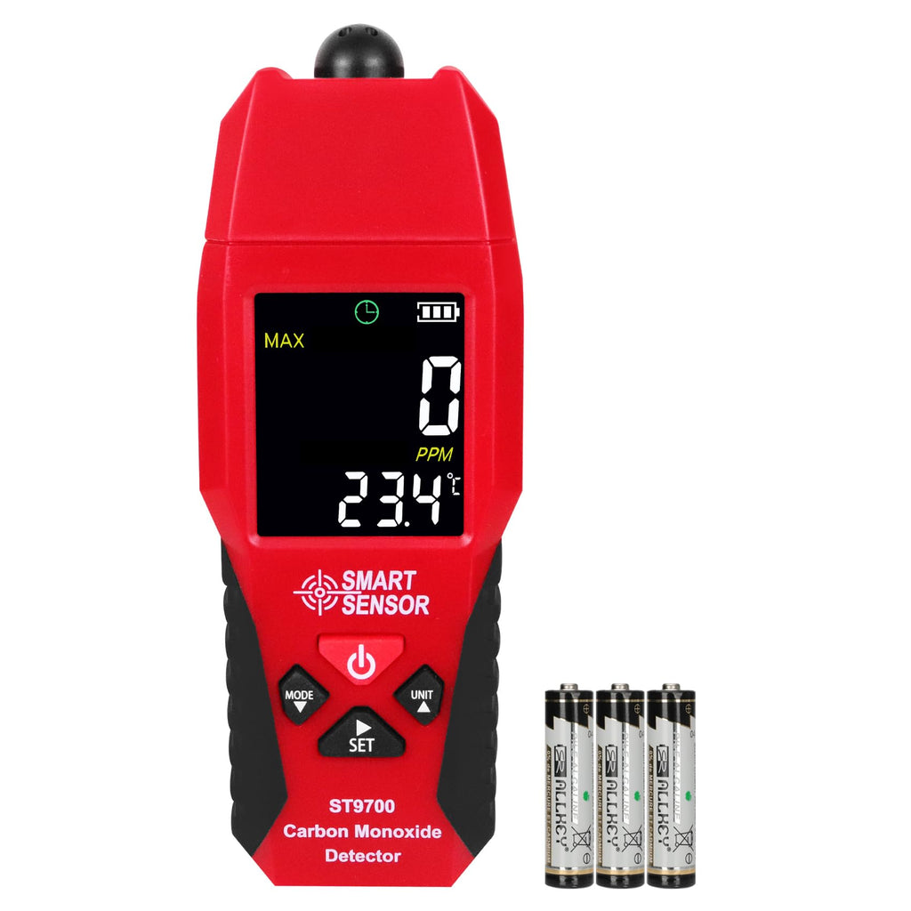 Lunarlipes Handheld Carbon Monoxide Meter, Portable Carbon Monoxide Detector with Temperature Sensor ＆ LCD Color Display, Professional-Grade CO Meter Tester 0-1000PPM Range (Includes Battery x3)