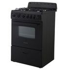 Avanti Gas Range Oven, Compact Freestanding Design, 4 Sealed Burners with Electronic Ignition, 2.6 Cu.Ft. Capacity Features Storage Drawer Broiler and Accessories, 24-Inch, Black