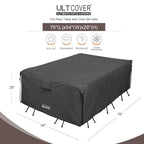 ULTCOVER 600D Tough Canvas Durable Rectangular Patio Table and Chair Cover - Waterproof Outdoor General Purpose Furniture Covers 76Lx54Wx28H inch, Black