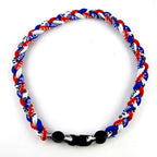 18" Sport Style Three Colors Fashion Three Braided Rope Tornado Necklace (Royal Blue/Red/White)