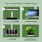 AeroGarden Harvest with Gourmet Herb Seed Pod Kit - Hydroponic Indoor Garden, Black