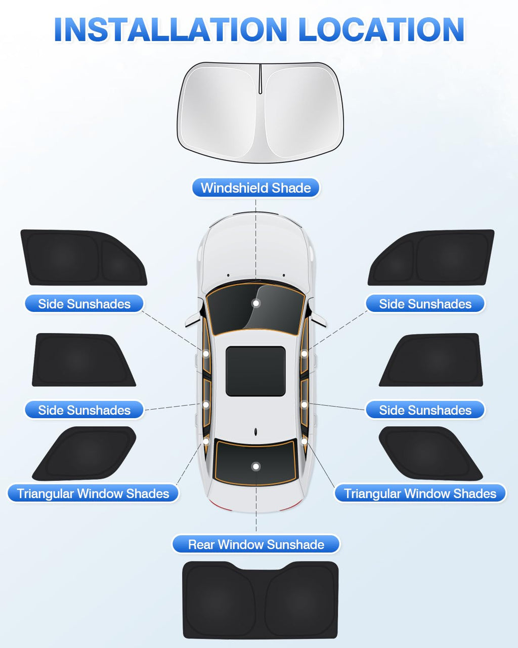 Canvcle Window Shades for 5th Gen Toyota 4Runner 2010-2024 Accessories Windshield Sun Shade Side Rear Window Covers Sunshade Full Set Sun Visor Privacy Protection Camping Keep Vehicle Cool Black 8PCS